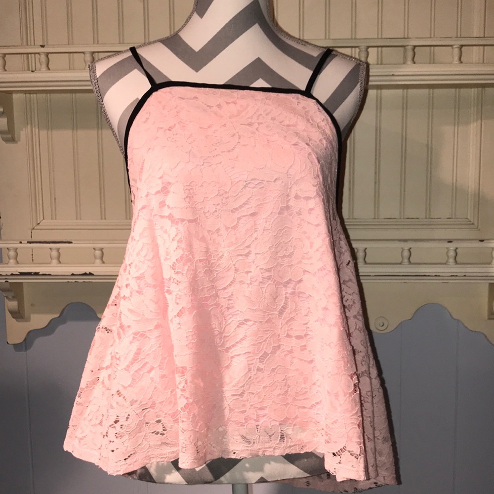 Romantic pink lace tank